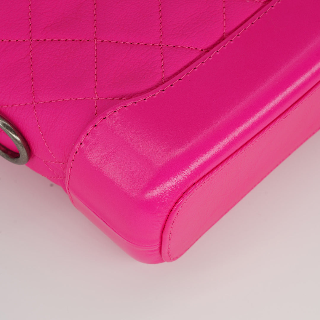 Chanel Small Gabrielle in Fluorescent Pink Calfskin with Mixed Hardware