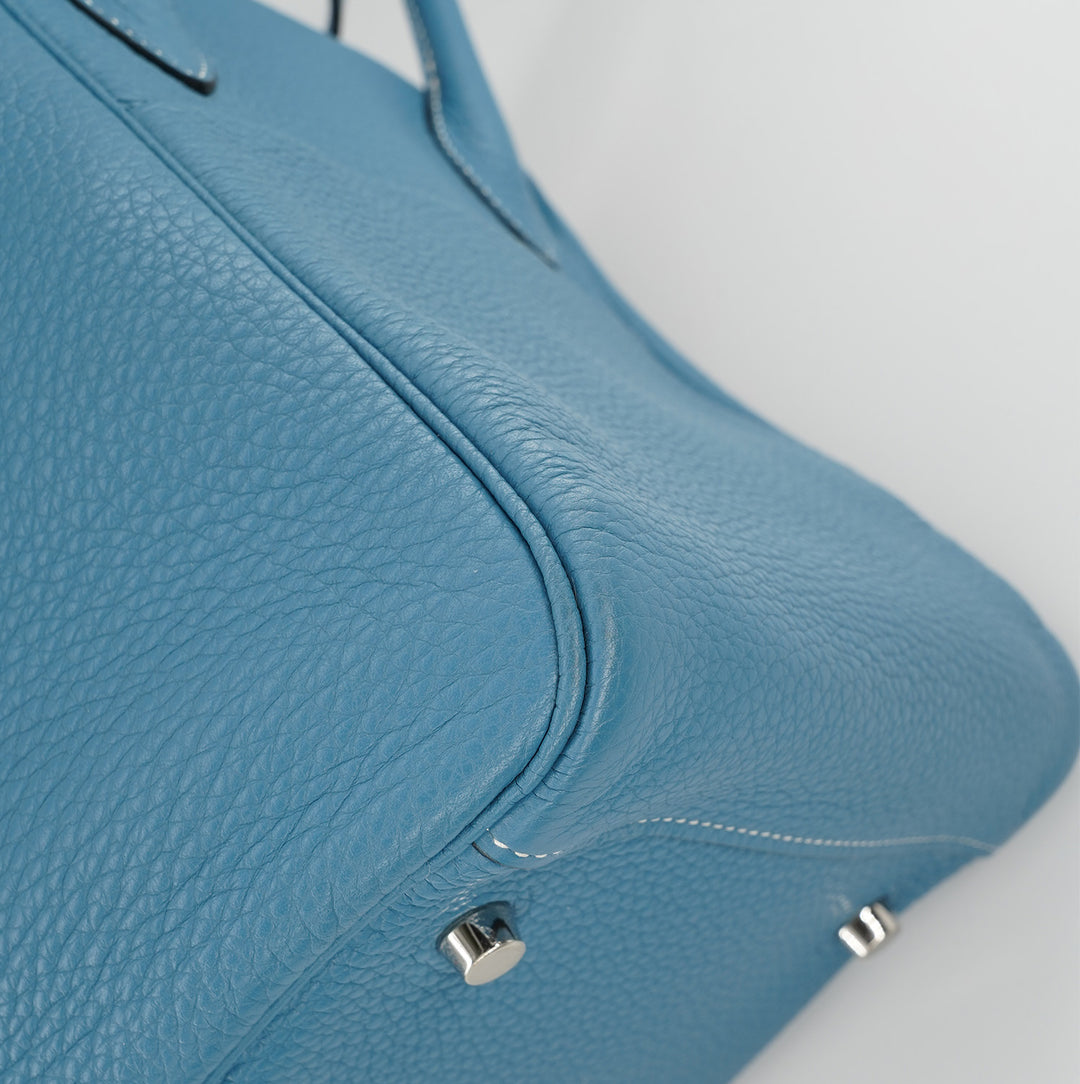 Hermes Lindy 34 Togo Leather Handbag In Blue