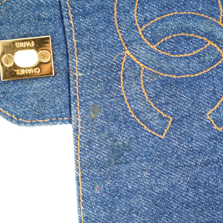 Chanel Vintage Denim Flap Backpack with Gold Hardware