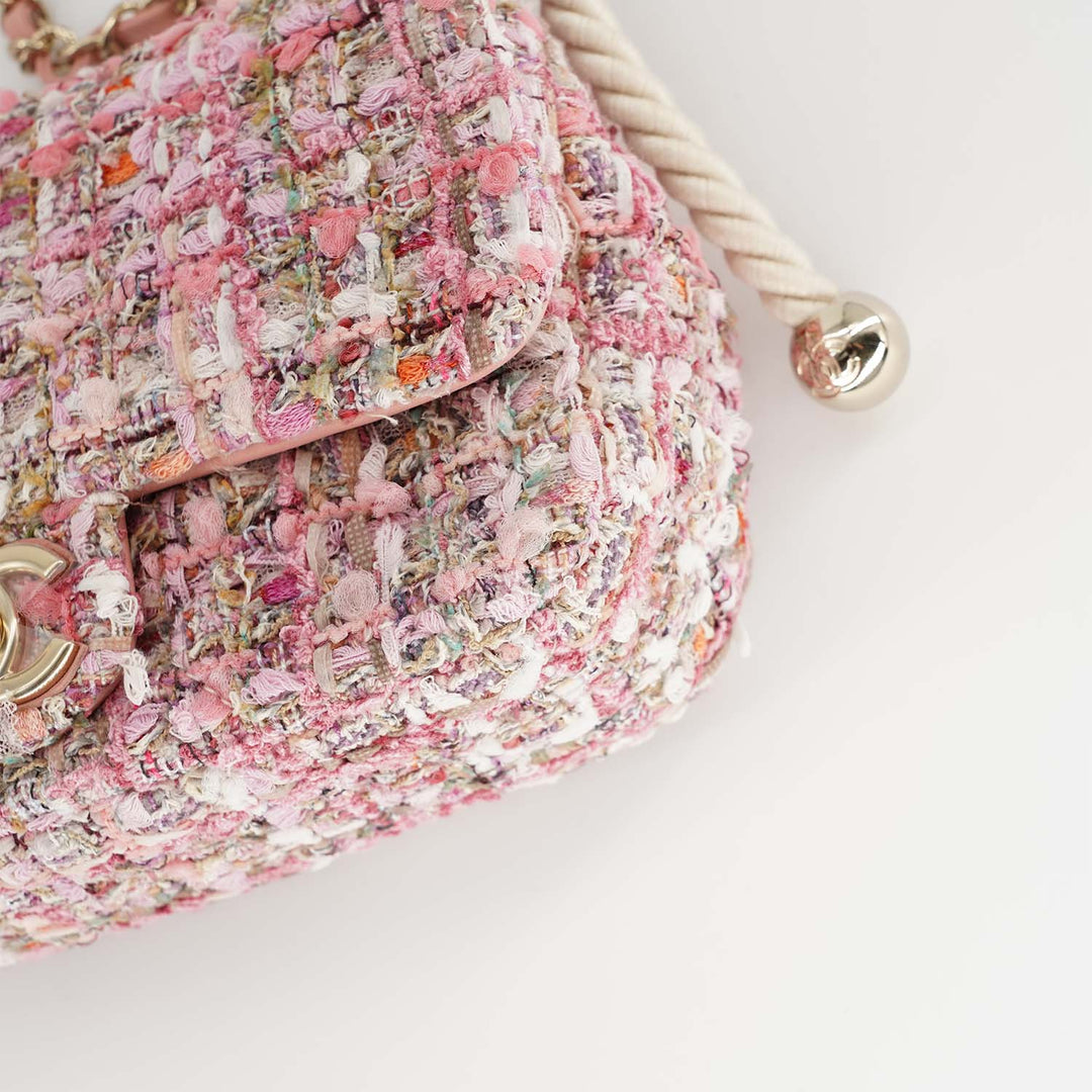 Chanel *Rare Runway* Pink Tweed and Pearls Classic Single Flap Bag