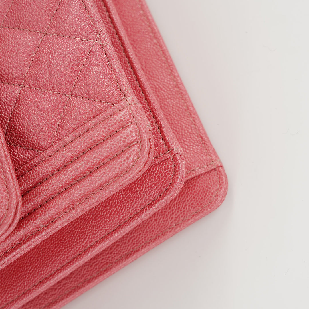 Chanel North South Boy Flap Bag in Pink Caviar and Gold Hardware