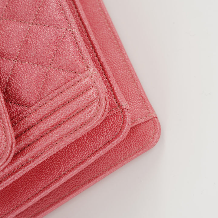 Chanel North South Boy Flap Bag in Pink Caviar and Gold Hardware