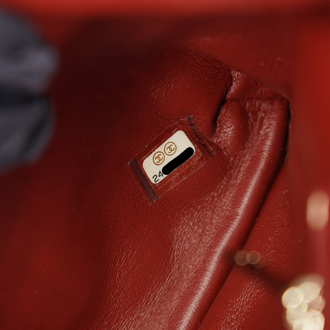 Chanel Metiers D'Art Top Handle Flap Bag in Burgundy Lambskin and Rabbit Fur with Gold Hardware