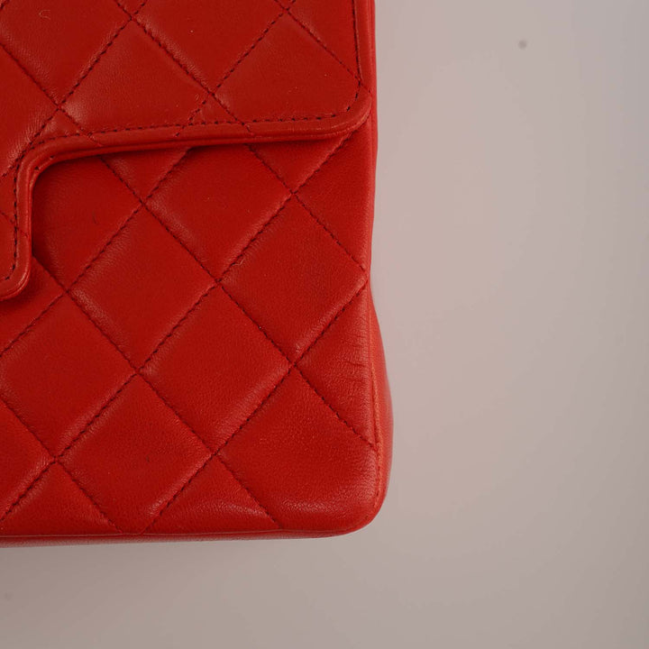 Chanel Vintage Kelly Flap Bag in Red Lambskin and Gold Hardware