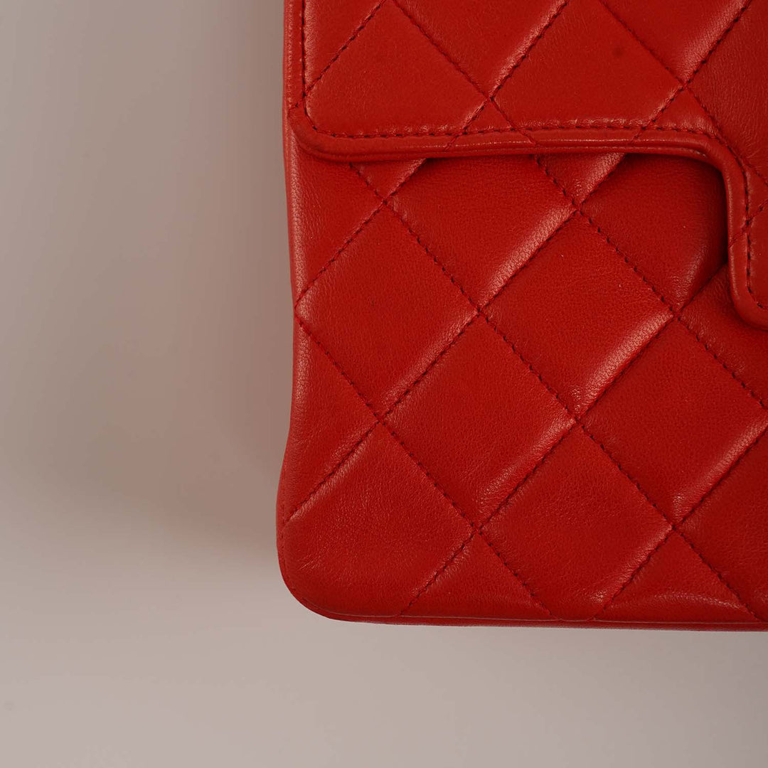 Chanel Vintage Kelly Flap Bag in Red Lambskin and Gold Hardware