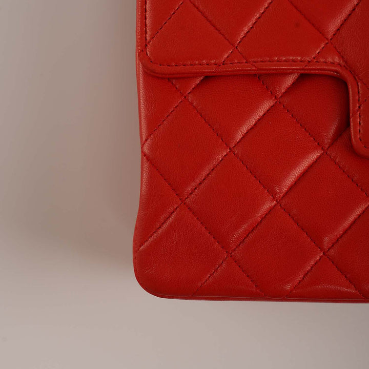 Chanel Vintage Kelly Flap Bag in Red Lambskin and Gold Hardware