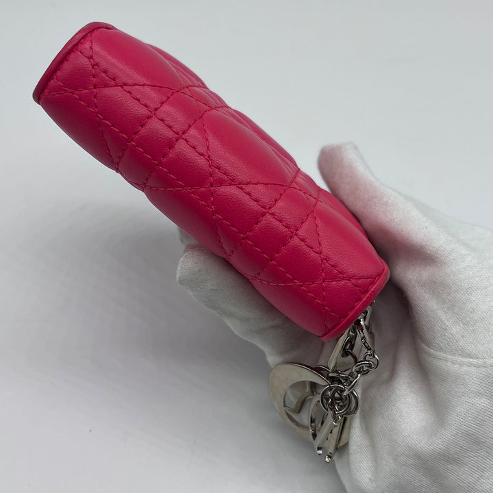 Dior Compact Zip Around Wallet in Fuchsia Cannage Leather