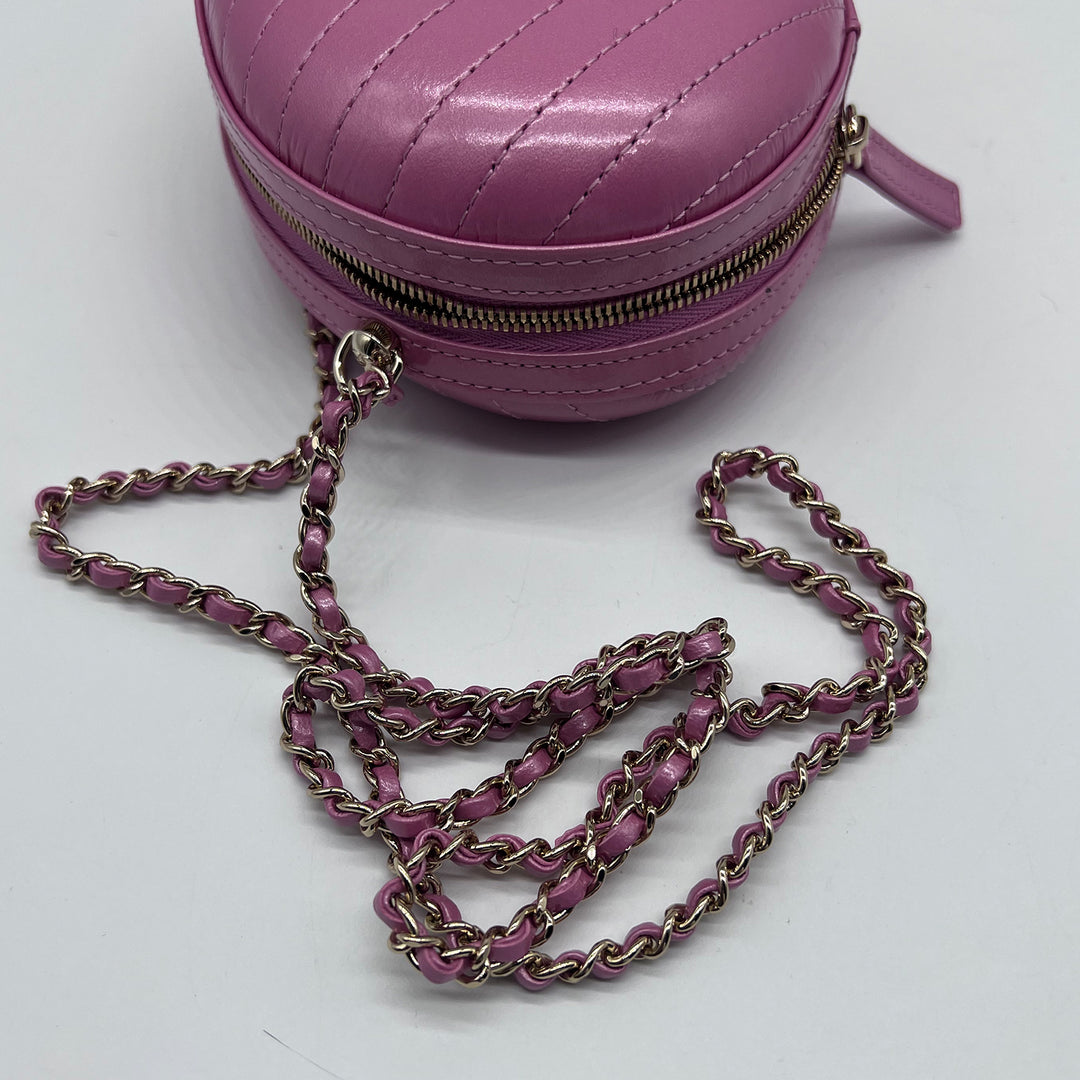 Chanel La Pausa Evening Crossbody Bag in Pink Chevron with Gold Hardware
