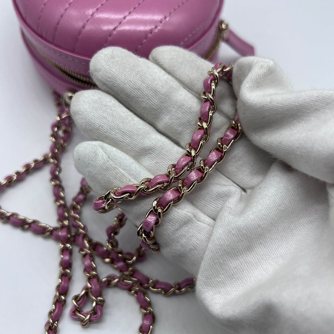 Chanel La Pausa Evening Crossbody Bag in Pink Chevron with Gold Hardware