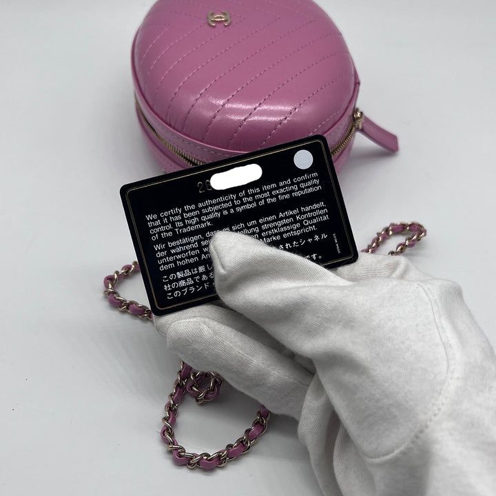 Chanel La Pausa Evening Crossbody Bag in Pink Chevron with Gold Hardware