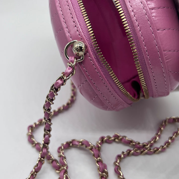 Chanel La Pausa Evening Crossbody Bag in Pink Chevron with Gold Hardware