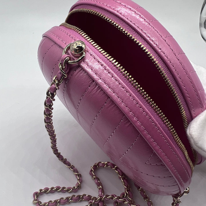 Chanel La Pausa Evening Crossbody Bag in Pink Chevron with Gold Hardware