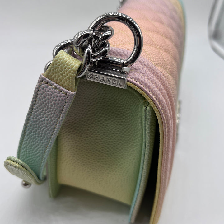 Chanel Rainbow Boy Medium in Caviar Leather and Silver Hardware