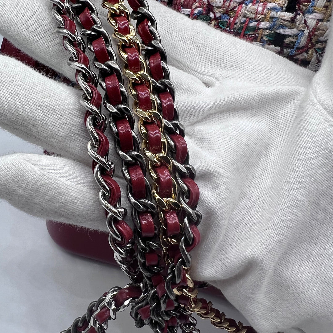 Chanel Medium Gabrielle Hobo in Red Tweed Calfskin with Mixed Hardware