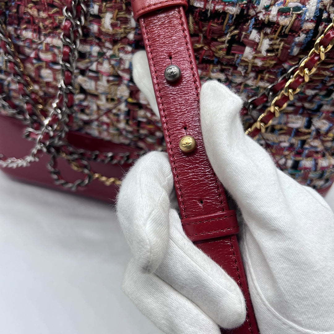 Chanel Medium Gabrielle Hobo in Red Tweed Calfskin with Mixed Hardware