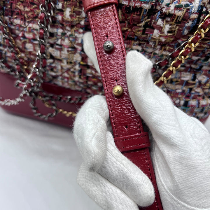 Chanel Medium Gabrielle Hobo in Red Tweed Calfskin with Mixed Hardware