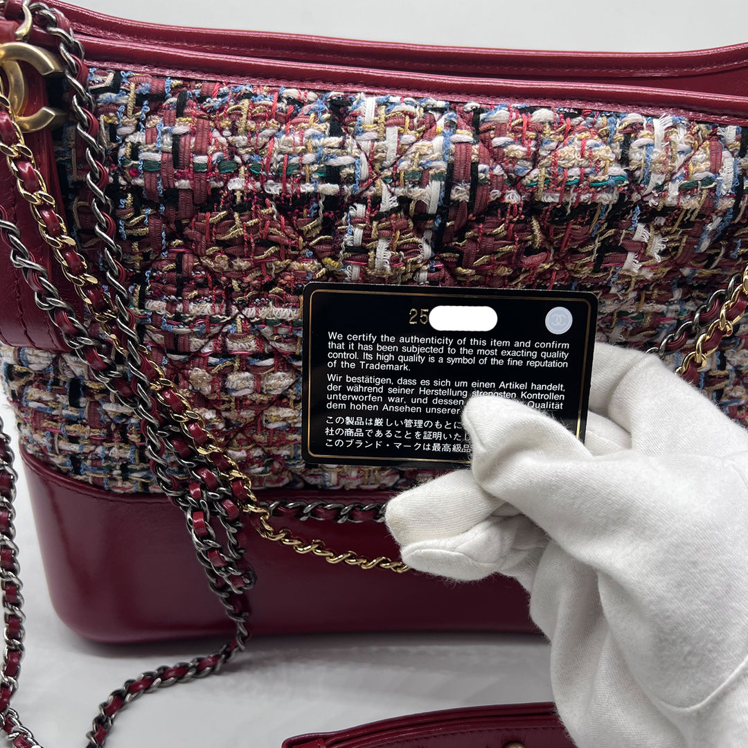 Chanel Medium Gabrielle Hobo in Red Tweed Calfskin with Mixed Hardware