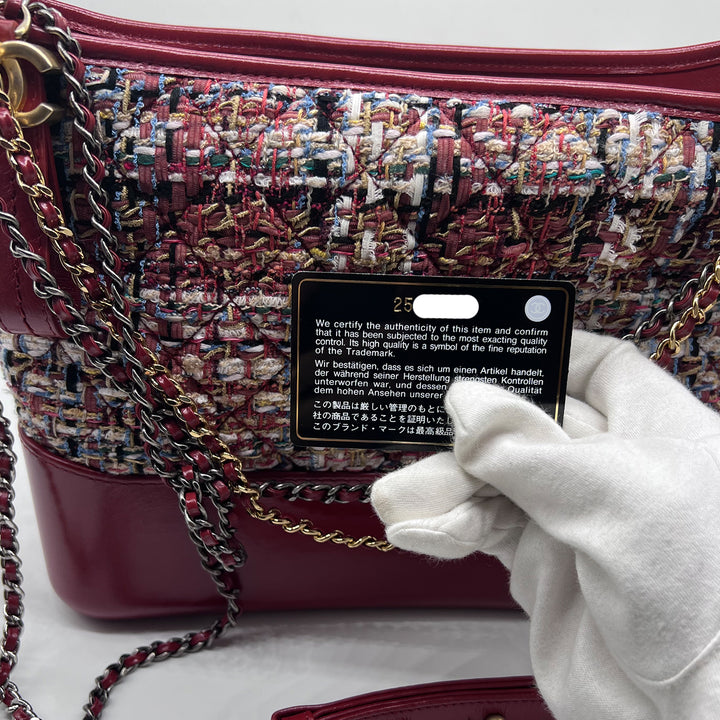 Chanel Medium Gabrielle Hobo in Red Tweed Calfskin with Mixed Hardware