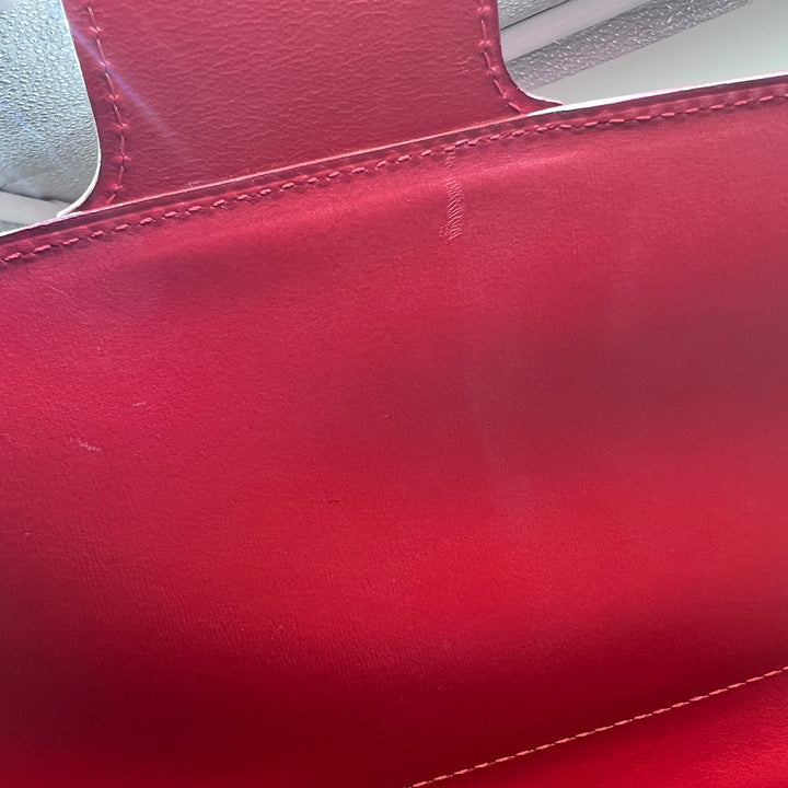 Delvaux Brillant GM Red Box Calfskin Leather Bag with Gold Hardware