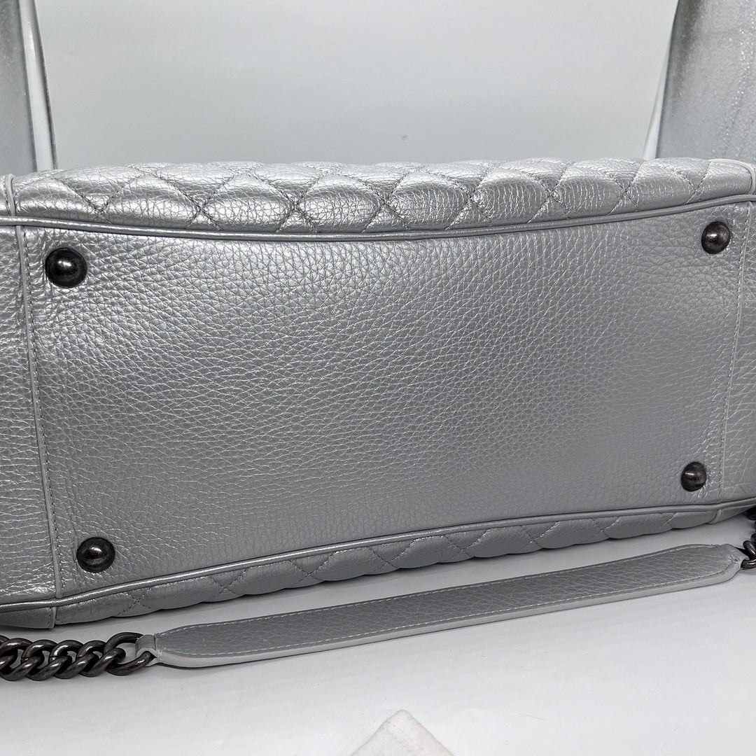 Chanel Medium Airlines Round Trip Bowling Bag in Quilted Calfskin with Dark Sliver Hardware
