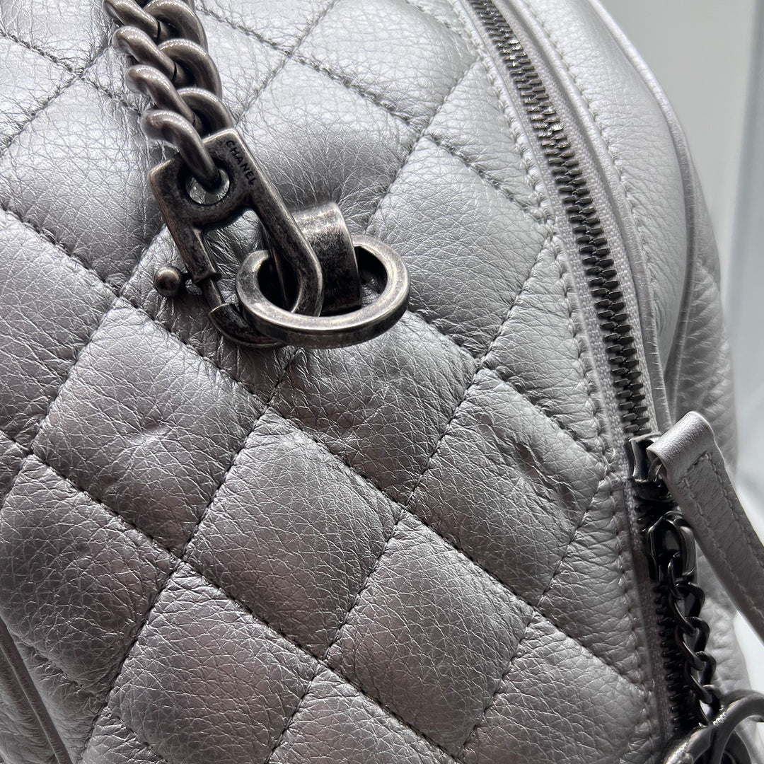 Chanel Medium Airlines Round Trip Bowling Bag in Quilted Calfskin with Dark Sliver Hardware