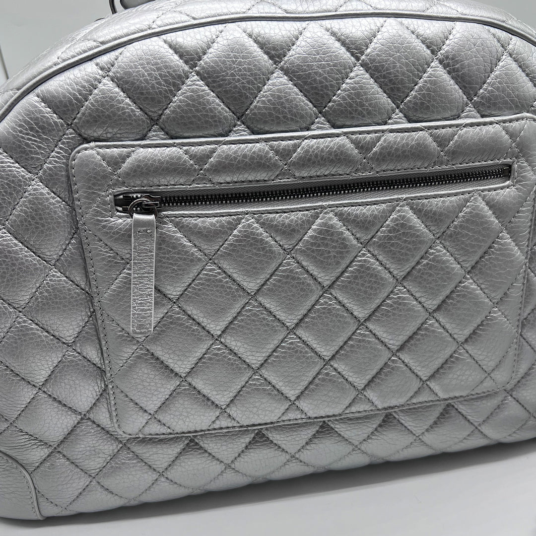 Chanel Medium Airlines Round Trip Bowling Bag in Quilted Calfskin with Dark Sliver Hardware