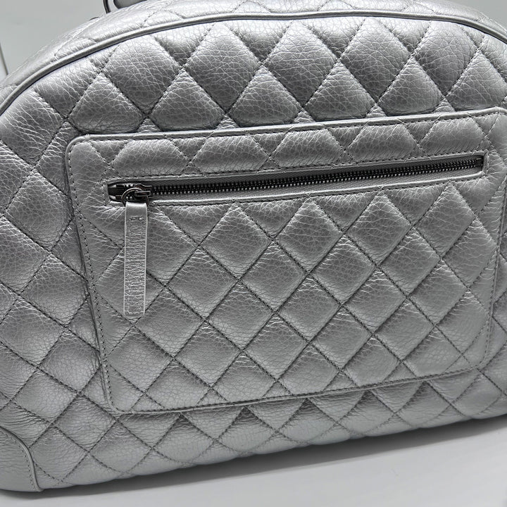 Chanel Medium Airlines Round Trip Bowling Bag in Quilted Calfskin with Dark Sliver Hardware