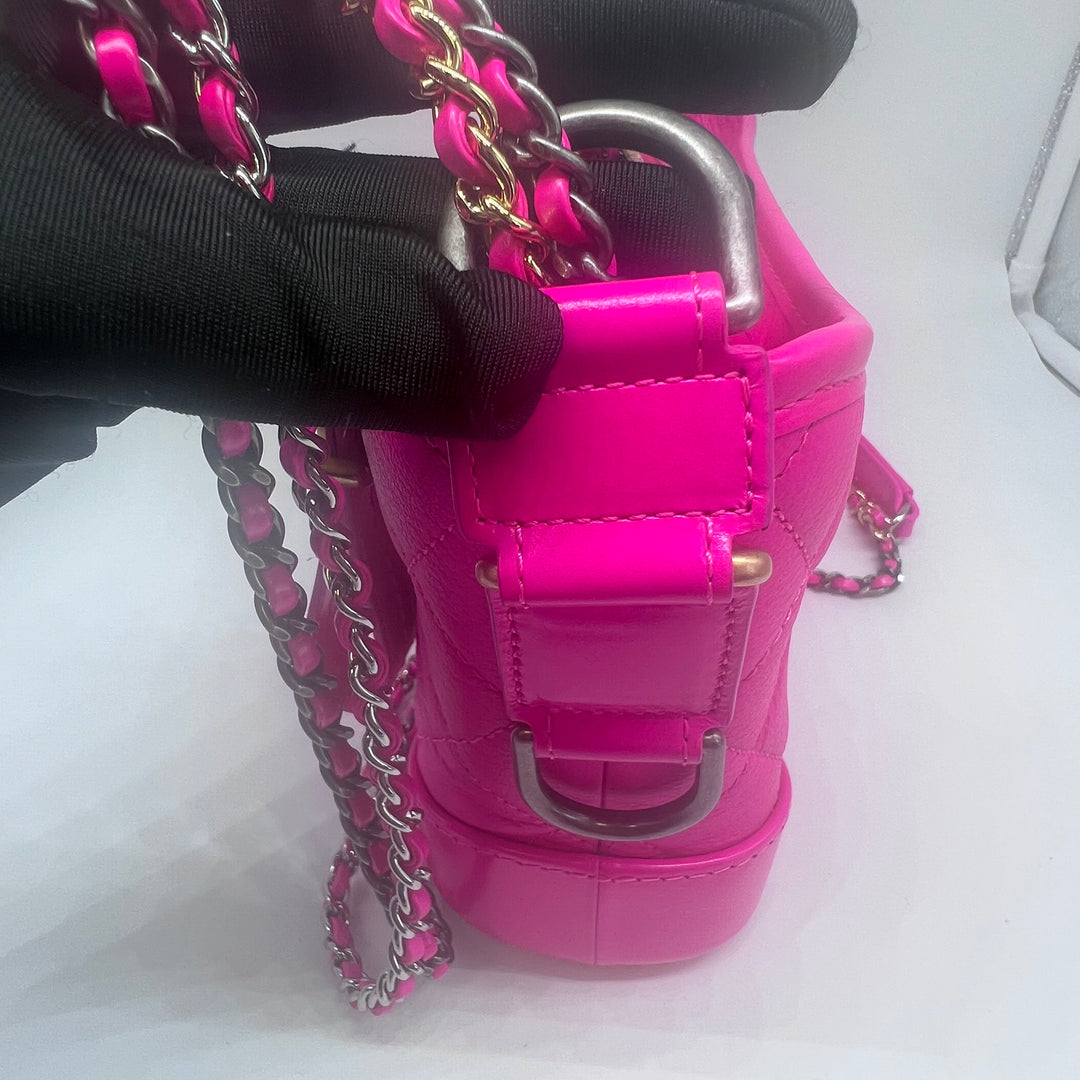 Chanel Small Gabrielle in Fluorescent Pink Calfskin with Mixed Hardware