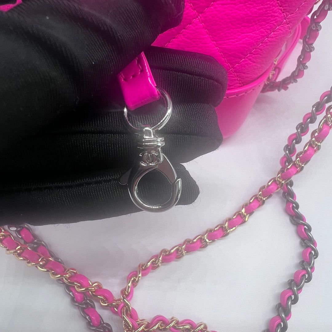 Chanel Small Gabrielle in Fluorescent Pink Calfskin with Mixed Hardware