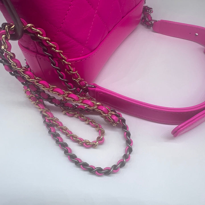 Chanel Small Gabrielle in Fluorescent Pink Calfskin with Mixed Hardware