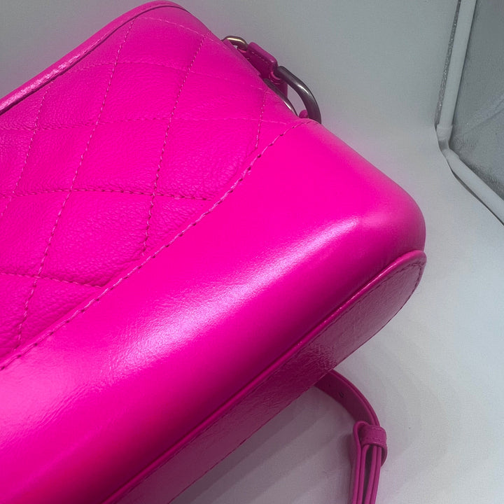 Chanel Small Gabrielle in Fluorescent Pink Calfskin with Mixed Hardware