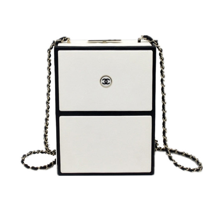 Chanel No.5 Perfume Box Minaudiere in Black and White Lambskin