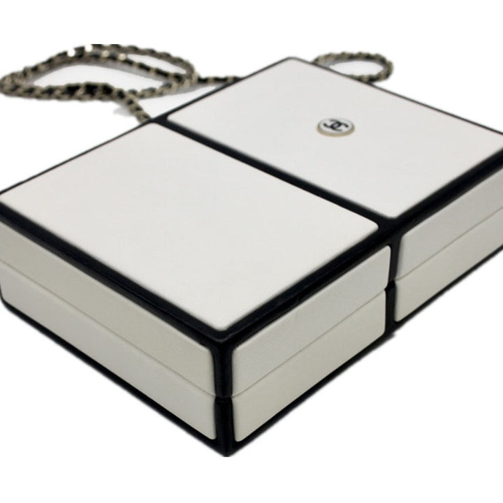 Chanel No.5 Perfume Box Minaudiere in Black and White Lambskin