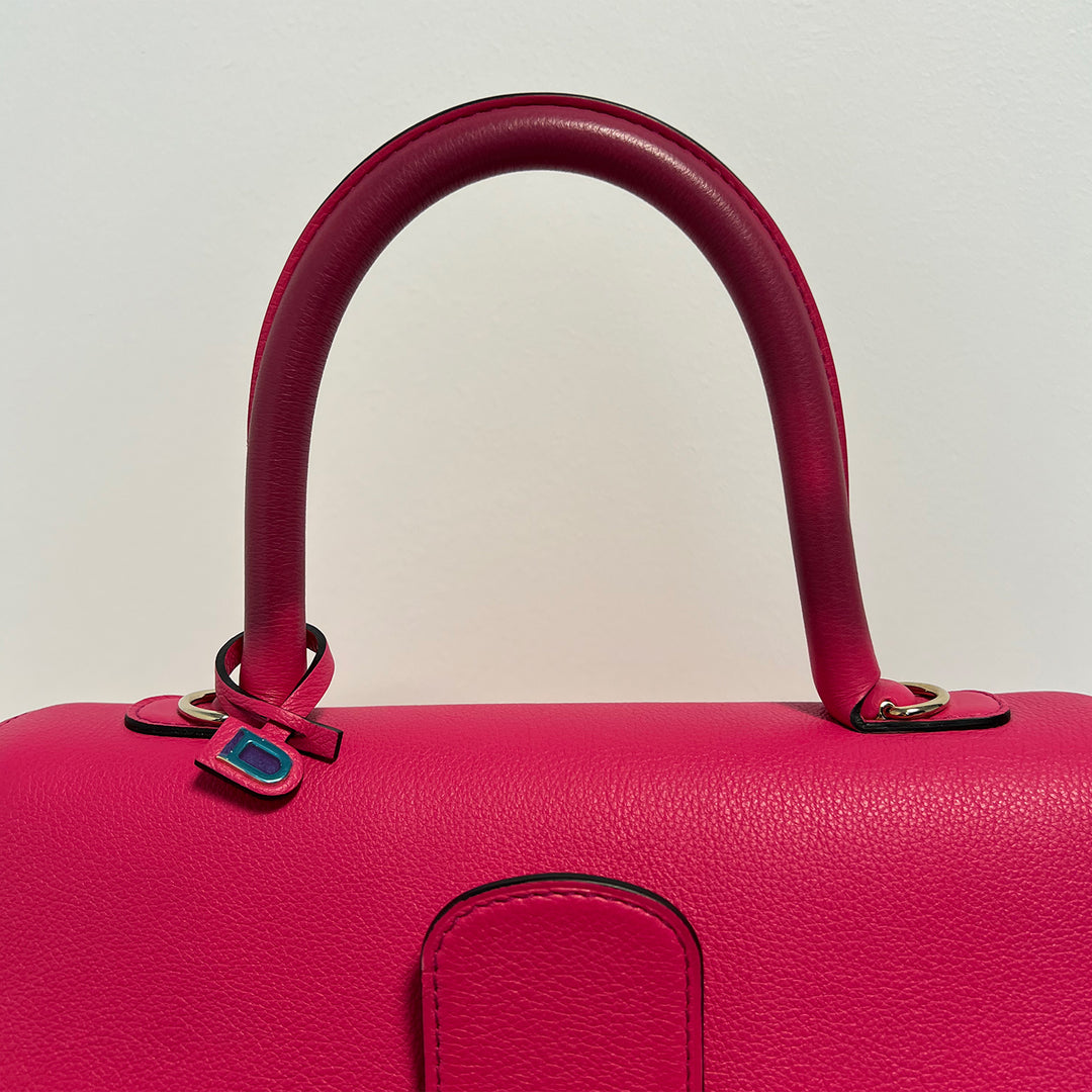 Delvaux Brillant MM Pink Grained Calfskin Leather Satchel Bag
