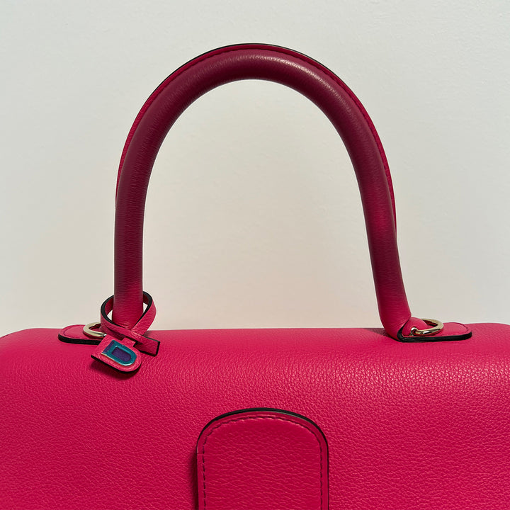 Delvaux Brillant MM Pink Grained Calfskin Leather Satchel Bag