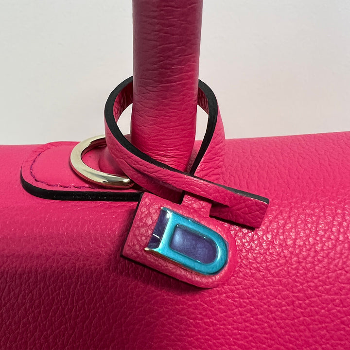 Delvaux Brillant MM Pink Grained Calfskin Leather Satchel Bag
