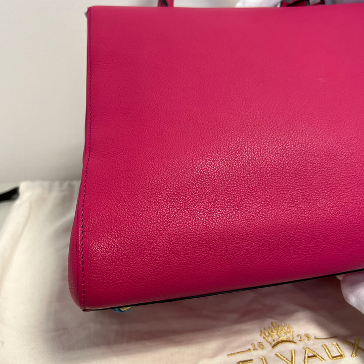 Delvaux Brillant MM Pink Grained Calfskin Leather Satchel Bag