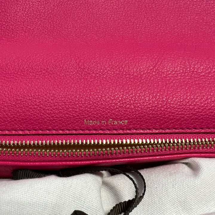 Delvaux Brillant MM Pink Grained Calfskin Leather Satchel Bag