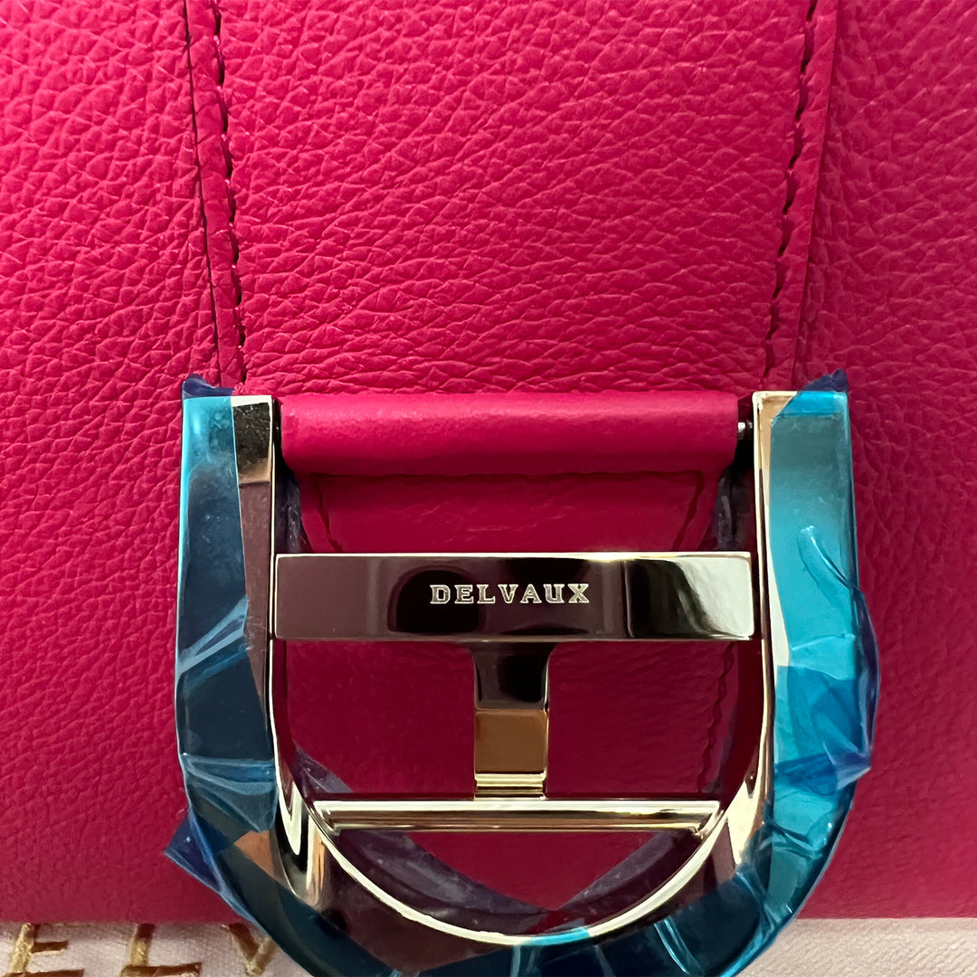 Delvaux Brillant MM Pink Grained Calfskin Leather Satchel Bag