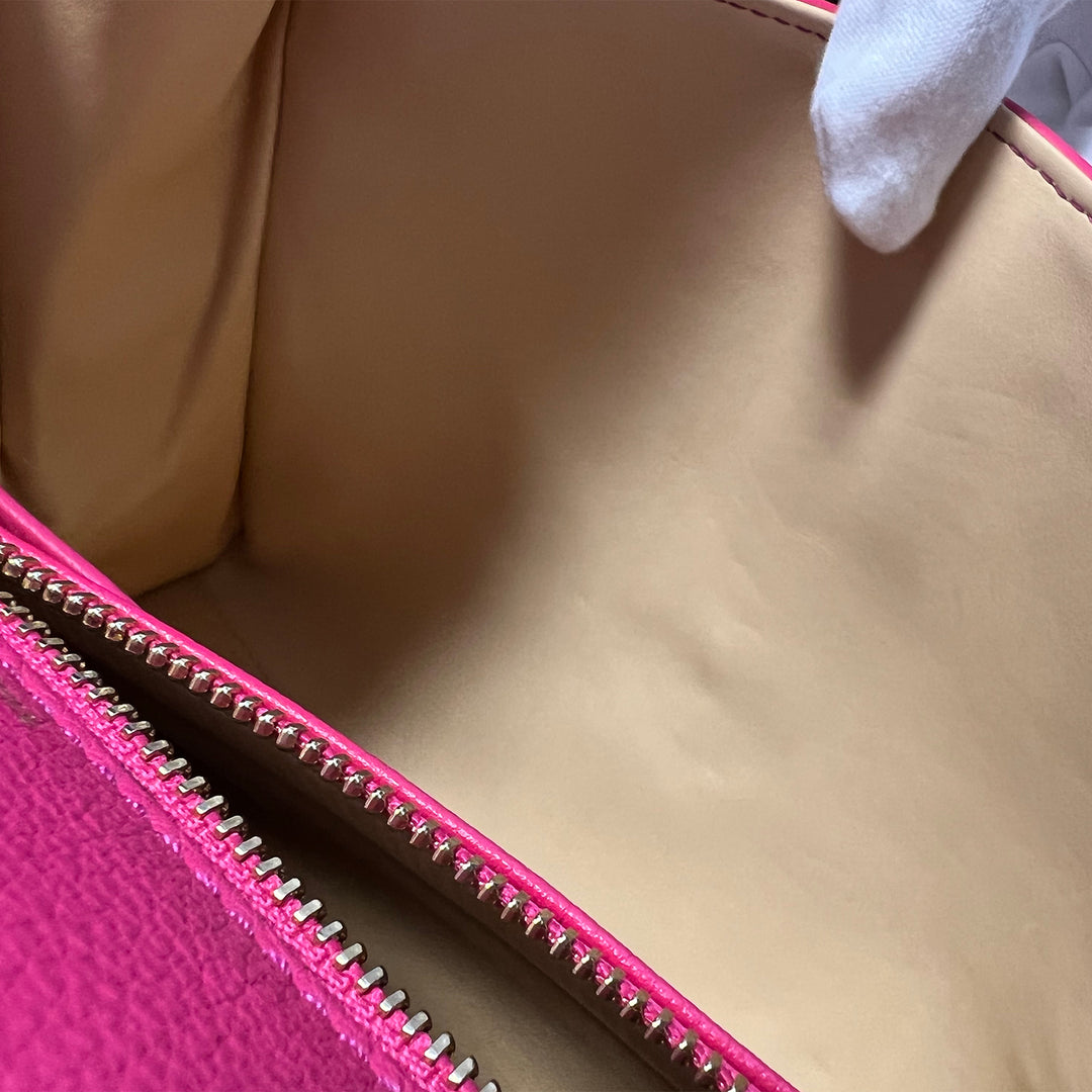 Delvaux Brillant MM Pink Grained Calfskin Leather Satchel Bag