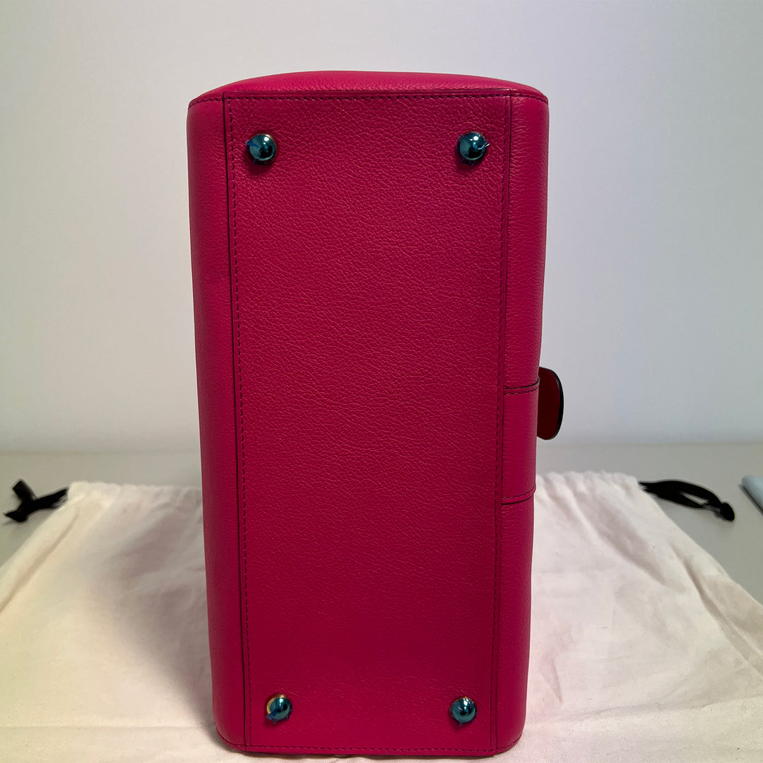 Delvaux Brillant MM Pink Grained Calfskin Leather Satchel Bag
