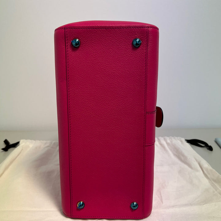 Delvaux Brillant MM Pink Grained Calfskin Leather Satchel Bag