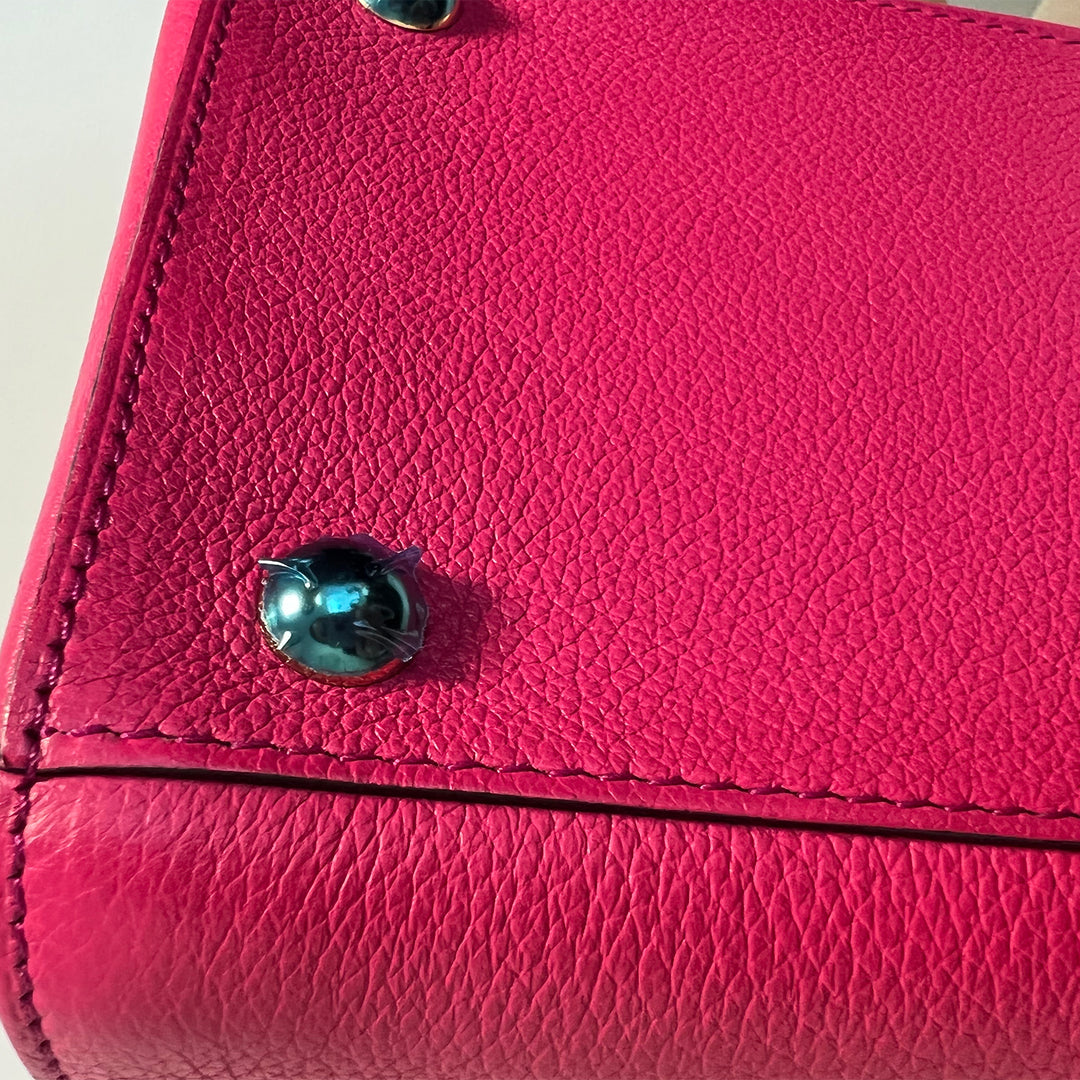 Delvaux Brillant MM Pink Grained Calfskin Leather Satchel Bag