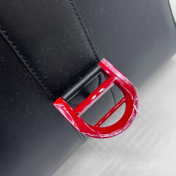 Delvaux Brillant MM Lunar 2017 Limited Edition Black Box Leather Red Buckle