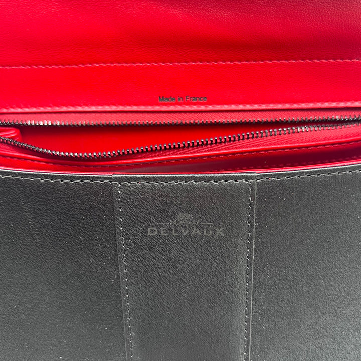 Delvaux Brillant MM Lunar 2017 Limited Edition Black Box Leather Red Buckle