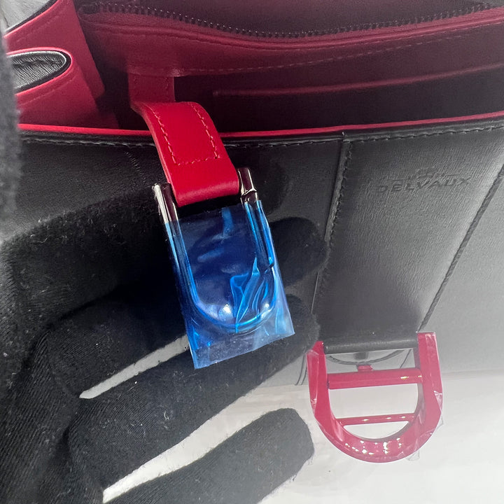 Delvaux Brillant MM Lunar 2017 Limited Edition Black Box Leather Red Buckle