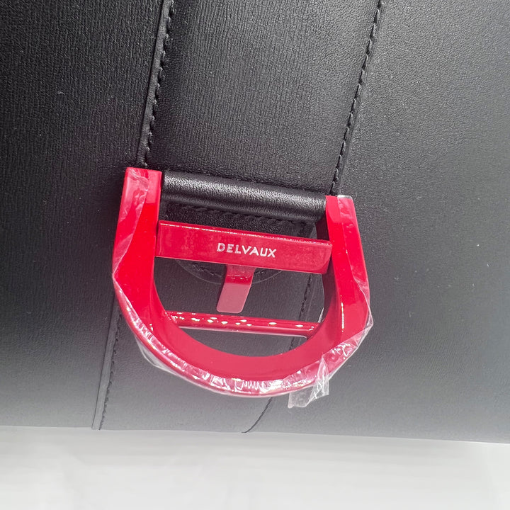 Delvaux Brillant MM Lunar 2017 Limited Edition Black Box Leather Red Buckle