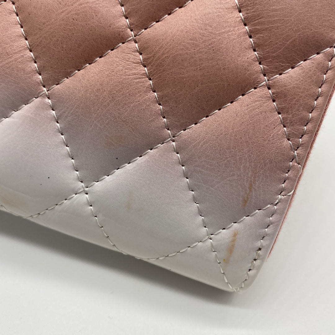 Chanel Zip Around Wallet in Pink and White Ombre Patent Leather