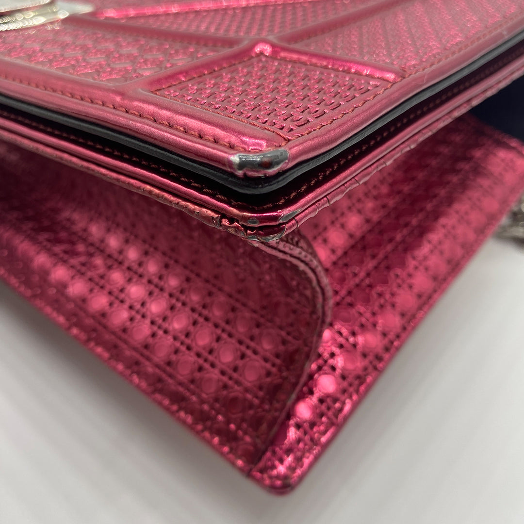 Dior Medium Diorama Bag in Red Metallic Perforated Leather