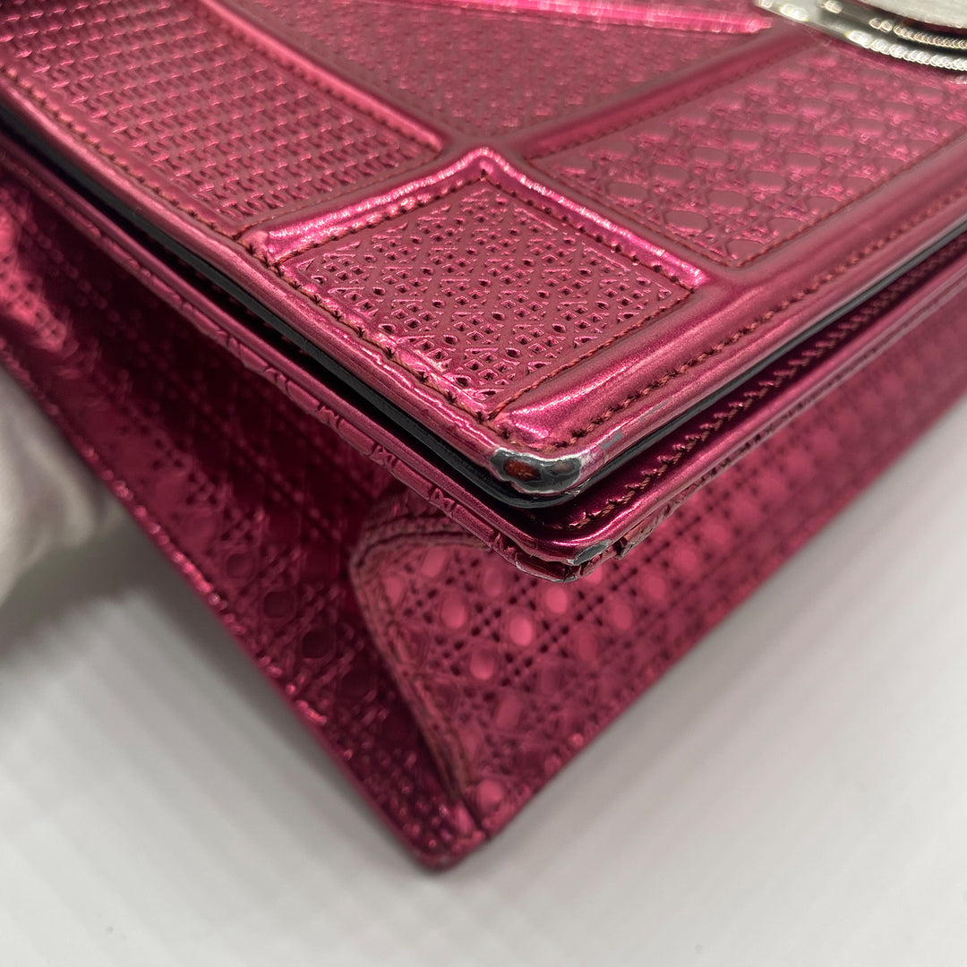 Dior Medium Diorama Bag in Red Metallic Perforated Leather